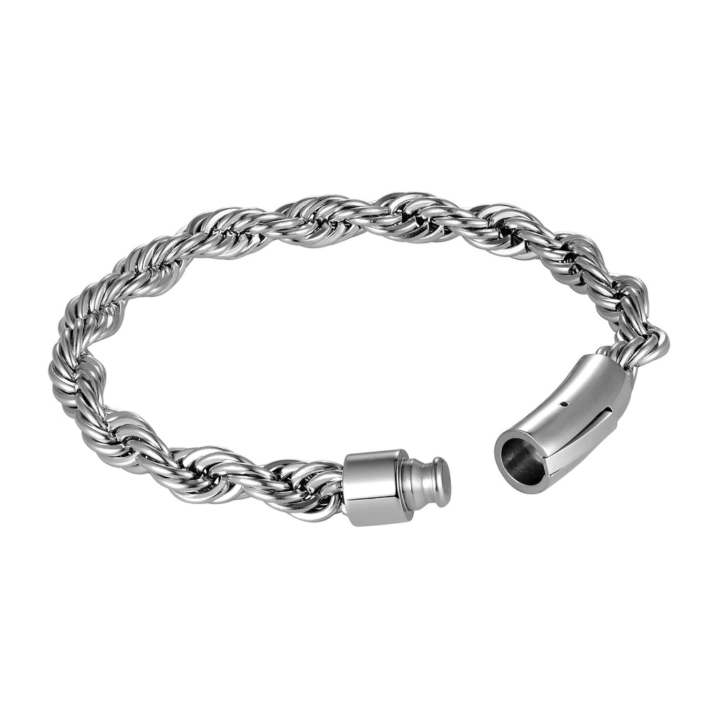 Engraved Twisted Cable Men Bracelet in Matte Stainless Steel - MYKA